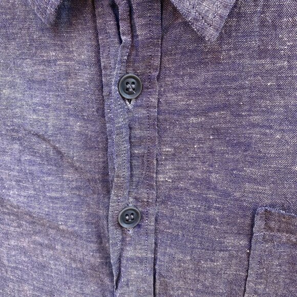 Kakadu Traders Australia Grey Blue Heather Linen Blend Long Sleeve Shirt Sz S - Picture 2 of 8